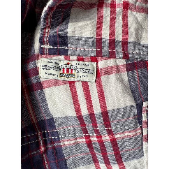 Vtg Polo Jeans Company Ralph Lauren Red White Blue Sz 40 Plaid Cargo Short - Picture 6 of 10